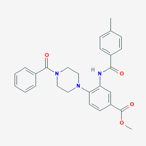molecular formula C27H27N3O4 B250855 Methyl 4-(4-benzoyl-1-piperazinyl)-3-[(4-methylbenzoyl)amino]benzoate 