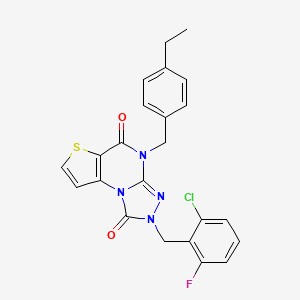 molecular formula C23H18ClFN4O2S B2508550 2-(2-chloro-6-fluorobenzyl)-4-(4-ethylbenzyl)thieno[2,3-e][1,2,4]triazolo[4,3-a]pyrimidine-1,5(2H,4H)-dione CAS No. 1358619-60-9
