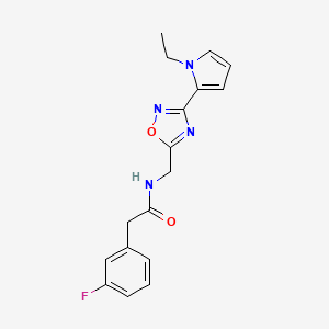 molecular formula C17H17FN4O2 B2508553 N-((3-(1-ethyl-1H-pyrrol-2-yl)-1,2,4-oxadiazol-5-yl)methyl)-2-(3-fluorophenyl)acetamide CAS No. 2034410-68-7
