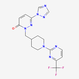 molecular formula C17H17F3N8O B2508575 6-(1H-1,2,4-三唑-1-基)-2-({1-[4-(三氟甲基)嘧啶-2-基]哌啶-4-基}甲基)-2,3-二氢哒嗪-3-酮 CAS No. 2175979-50-5