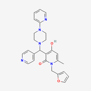 molecular formula C26H27N5O3 B2508576 1-(furan-2-ylmethyl)-4-hydroxy-6-methyl-3-((4-(pyridin-2-yl)piperazin-1-yl)(pyridin-4-yl)methyl)pyridin-2(1H)-one CAS No. 897620-62-1