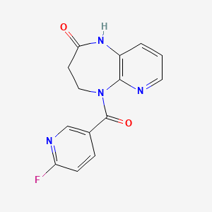 molecular formula C14H11FN4O2 B2508579 5-(6-fluoropyridine-3-carbonyl)-1H,2H,3H,4H,5H-pyrido[2,3-b][1,4]diazepin-2-one CAS No. 1394744-49-0