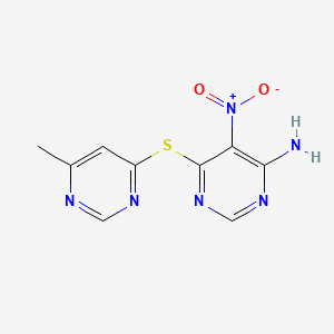 molecular formula C9H8N6O2S B2508582 6-(6-甲基嘧啶-4-基)硫代-5-硝基嘧啶-4-胺 CAS No. 392321-53-8