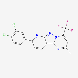 molecular formula C17H9Cl2F3N4 B2508586 8-(3,4-Dichlorophenyl)-2-methyl-4-(trifluoromethyl)pyrido[2',3':3,4]pyrazolo[1,5-a]pyrimidine CAS No. 685107-32-8