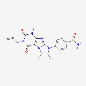 molecular formula C20H20N6O3 B2508587 4-(3-allyl-1,6,7-trimethyl-2,4-dioxo-3,4-dihydro-1H-imidazo[2,1-f]purin-8(2H)-yl)benzamide CAS No. 1356542-93-2