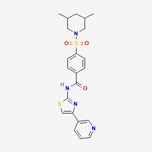 molecular formula C22H24N4O3S2 B2508590 4-((3,5-dimethylpiperidin-1-yl)sulfonyl)-N-(4-(pyridin-3-yl)thiazol-2-yl)benzamide CAS No. 361479-36-9