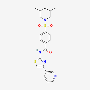 molecular formula C22H24N4O3S2 B2508590 4-((3,5-二甲基哌啶-1-基)磺酰基)-N-(4-(吡啶-3-基)噻唑-2-基)苯甲酰胺 CAS No. 361479-36-9