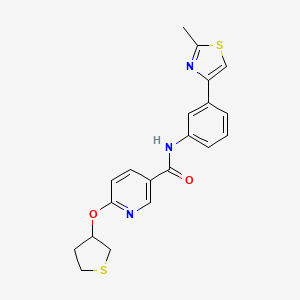 molecular formula C20H19N3O2S2 B2508595 N-(3-(2-methylthiazol-4-yl)phenyl)-6-((tetrahydrothiophen-3-yl)oxy)nicotinamide CAS No. 2034359-86-7