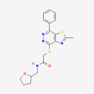molecular formula C19H20N4O2S2 B2508597 2-((2-methyl-7-phenylthiazolo[4,5-d]pyridazin-4-yl)thio)-N-((tetrahydrofuran-2-yl)methyl)acetamide CAS No. 946255-52-3