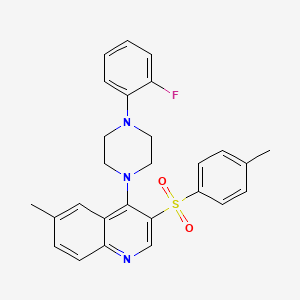 molecular formula C27H26FN3O2S B2508599 4-(4-(2-Fluorophenyl)piperazin-1-yl)-6-methyl-3-tosylquinoline CAS No. 866847-47-4