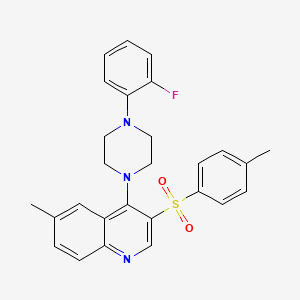 molecular formula C27H26FN3O2S B2508599 4-(4-(2-氟苯基)哌嗪-1-基)-6-甲基-3-甲苯磺酰基喹啉 CAS No. 866847-47-4