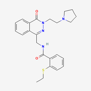 molecular formula C24H28N4O2S B2508605 2-(ethylthio)-N-((4-oxo-3-(2-(pyrrolidin-1-yl)ethyl)-3,4-dihydrophthalazin-1-yl)methyl)benzamide CAS No. 1448027-39-1