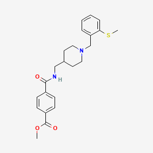 molecular formula C23H28N2O3S B2508608 Methyl 4-(((1-(2-(methylthio)benzyl)piperidin-4-yl)methyl)carbamoyl)benzoate CAS No. 1235285-75-2