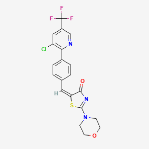 molecular formula C20H15ClF3N3O2S B2508610 5-((E)-{4-[3-氯-5-(三氟甲基)-2-吡啶基]苯基}亚甲基)-2-吗啉代-1,3-噻唑-4(5H)-酮 CAS No. 2068241-95-0