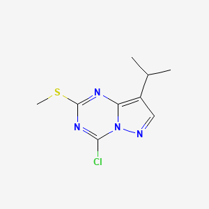 molecular formula C9H11ClN4S B2508611 4-氯-8-异丙基-2-甲硫基-吡唑并[1,5-a][1,3,5]三嗪 CAS No. 1453186-96-3