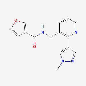 molecular formula C15H14N4O2 B2508615 N-((2-(1-methyl-1H-pyrazol-4-yl)pyridin-3-yl)methyl)furan-3-carboxamide CAS No. 2034229-39-3