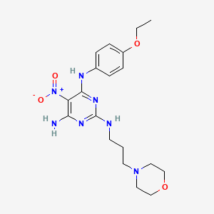 molecular formula C19H27N7O4 B2508622 N~4~-(4-ethoxyphenyl)-N~2~-[3-(morpholin-4-yl)propyl]-5-nitropyrimidine-2,4,6-triamine CAS No. 674350-32-4