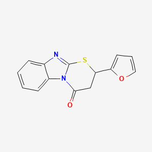 molecular formula C14H10N2O2S B2508628 2-(furan-2-yl)-2,3-dihydro-4H-[1,3]thiazino[3,2-a]benzimidazol-4-one CAS No. 326881-74-7