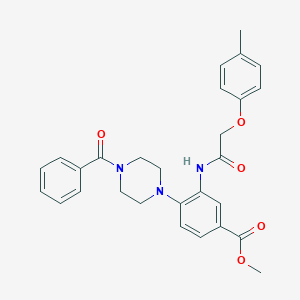 molecular formula C28H29N3O5 B250863 Methyl 4-(4-benzoyl-1-piperazinyl)-3-{[(4-methylphenoxy)acetyl]amino}benzoate 