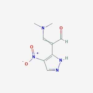 molecular formula C8H10N4O3 B2508634 3-(dimethylamino)-2-(4-nitro-1H-pyrazol-5-yl)prop-2-enal CAS No. 309727-44-4