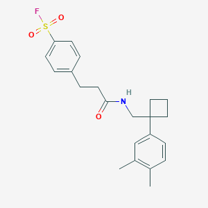 molecular formula C22H26FNO3S B2508636 4-[3-[[1-(3,4-Dimethylphenyl)cyclobutyl]methylamino]-3-oxopropyl]benzenesulfonyl fluoride CAS No. 2249415-93-6