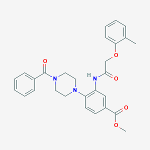 molecular formula C28H29N3O5 B250864 Methyl 4-(4-benzoyl-1-piperazinyl)-3-{[(2-methylphenoxy)acetyl]amino}benzoate 