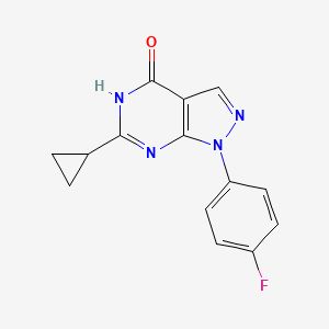 molecular formula C14H11FN4O B2508642 6-环丙基-1-(4-氟苯基)-1H,4H,5H-吡唑并[3,4-d]嘧啶-4-酮 CAS No. 1429233-51-1