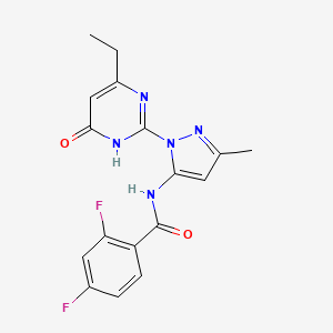 molecular formula C17H15F2N5O2 B2508655 N-(1-(4-ethyl-6-oxo-1,6-dihydropyrimidin-2-yl)-3-methyl-1H-pyrazol-5-yl)-2,4-difluorobenzamide CAS No. 1004253-41-1