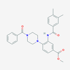 molecular formula C28H29N3O4 B250866 Methyl 4-(4-benzoyl-1-piperazinyl)-3-[(3,4-dimethylbenzoyl)amino]benzoate 
