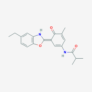 molecular formula C20H22N2O3 B250867 N-[(3E)-3-(5-ethyl-3H-1,3-benzoxazol-2-ylidene)-5-methyl-4-oxocyclohexa-1,5-dien-1-yl]-2-methylpropanamide 