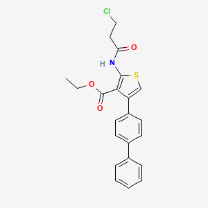 molecular formula C22H20ClNO3S B2508671 4-([1,1'-联苯]-4-基)-2-(3-氯丙酰胺)噻吩-3-羧酸乙酯 CAS No. 315684-10-7
