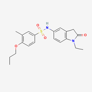 molecular formula C20H24N2O4S B2508672 N-(1-乙基-2-氧代吲哚啉-5-基)-3-甲基-4-丙氧基苯磺酰胺 CAS No. 921861-64-5