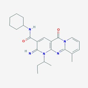 molecular formula C23H29N5O2 B2508675 1-(仲丁基)-N-环己基-2-亚氨基-10-甲基-5-氧代-2,5-二氢-1H-二吡啶并[1,2-a:2',3'-d]嘧啶-3-甲酰胺 CAS No. 510733-45-6