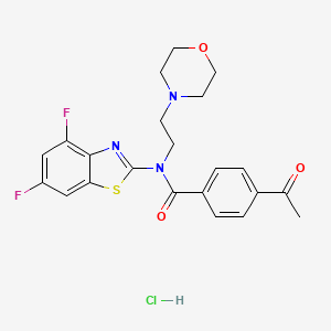 molecular formula C22H22ClF2N3O3S B2508676 4-乙酰基-N-(4,6-二氟苯并[d]噻唑-2-基)-N-(2-吗啉乙基)苯甲酰胺盐酸盐 CAS No. 1216920-53-4