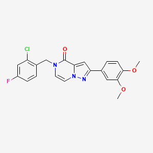 molecular formula C21H17ClFN3O3 B2508677 5-(2-chloro-4-fluorobenzyl)-2-(3,4-dimethoxyphenyl)pyrazolo[1,5-a]pyrazin-4(5H)-one CAS No. 1326916-57-7