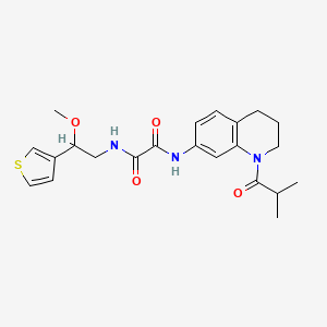 molecular formula C22H27N3O4S B2508680 N1-(1-isobutyryl-1,2,3,4-tetrahydroquinolin-7-yl)-N2-(2-methoxy-2-(thiophen-3-yl)ethyl)oxalamide CAS No. 1448031-21-7