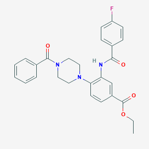 Ethyl 4-(4-benzoyl-1-piperazinyl)-3-[(4-fluorobenzoyl)amino]benzoate