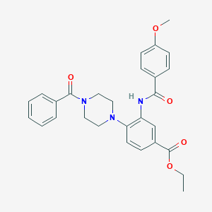molecular formula C28H29N3O5 B250871 Ethyl 4-(4-benzoyl-1-piperazinyl)-3-[(4-methoxybenzoyl)amino]benzoate 
