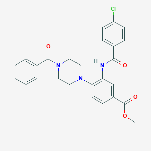 molecular formula C27H26ClN3O4 B250872 Ethyl 4-(4-benzoyl-1-piperazinyl)-3-[(4-chlorobenzoyl)amino]benzoate 