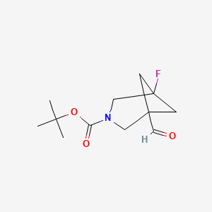 molecular formula C12H18FNO3 B2508725 叔丁基-1-氟-5-甲酰基-3-氮杂双环[3.1.1]庚烷-3-羧酸酯 CAS No. 2344680-51-7