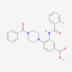 molecular formula C27H27N3O4 B250873 Methyl 4-(4-benzoyl-1-piperazinyl)-3-[(2-methylbenzoyl)amino]benzoate 