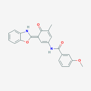 molecular formula C22H18N2O4 B250874 N-[(3E)-3-(3H-1,3-benzoxazol-2-ylidene)-5-methyl-4-oxocyclohexa-1,5-dien-1-yl]-3-methoxybenzamide 