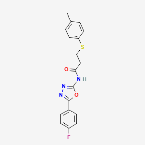 molecular formula C18H16FN3O2S B2508747 N-(5-(4-氟苯基)-1,3,4-噁二唑-2-基)-3-(对甲苯硫)丙酰胺 CAS No. 895467-77-3