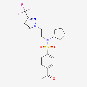 4-acetyl-N-cyclopentyl-N-(2-(3-(trifluoromethyl)-1H-pyrazol-1-yl)ethyl)benzenesulfonamide