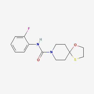 molecular formula C14H17FN2O2S B2508755 N-(2-氟苯基)-1-氧杂-4-硫杂-8-氮杂螺[4.5]癸烷-8-甲酰胺 CAS No. 1351658-67-7