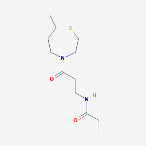 molecular formula C12H20N2O2S B2508759 N-[3-(7-Methyl-1,4-thiazepan-4-yl)-3-oxopropyl]prop-2-enamide CAS No. 2201243-38-9