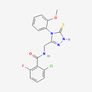 molecular formula C17H14ClFN4O2S B2508763 2-氯-6-氟-N-((4-(2-甲氧基苯基)-5-硫代氧-4,5-二氢-1H-1,2,4-三唑-3-基)甲基)苯甲酰胺 CAS No. 391887-08-4