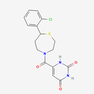molecular formula C16H16ClN3O3S B2508767 6-(7-(2-chlorophenyl)-1,4-thiazepane-4-carbonyl)pyrimidine-2,4(1H,3H)-dione CAS No. 1798672-18-0