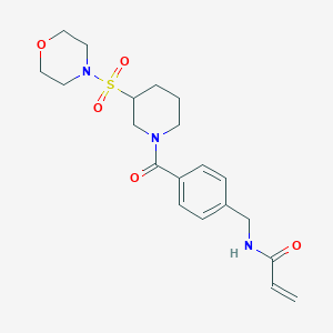molecular formula C20H27N3O5S B2508768 N-[[4-(3-Morpholin-4-ylsulfonylpiperidine-1-carbonyl)phenyl]methyl]prop-2-enamide CAS No. 2202499-74-7