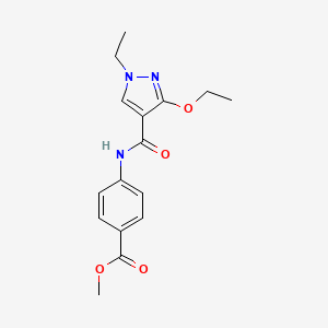 molecular formula C16H19N3O4 B2508782 4-(3-乙氧基-1-乙基-1H-吡唑-4-甲酰胺)苯甲酸甲酯 CAS No. 1014045-83-0